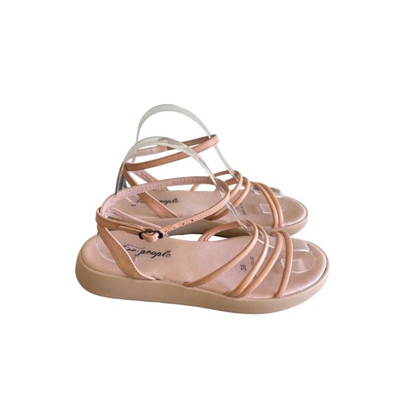 Free People Vivienne Strappy Sandal Beige Coral Adjustable Ankle Strap - Picture 9 of 14